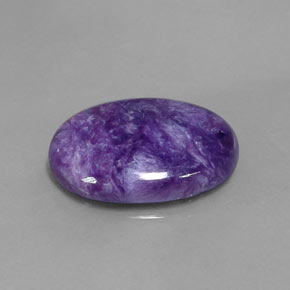7.41캐럿 천연 바이올렛 차로아이트, 타원형 컷, 18.1×13 mm, 불투명체