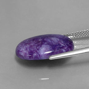 7.41캐럿 천연 바이올렛 차로아이트, 타원형 컷, 18.1×13 mm, 불투명체