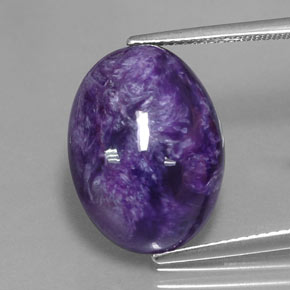 10.76캐럿 천연 바이올렛 차로아이트, 타원형 컷, 17.9×13.3 mm, 불투명체