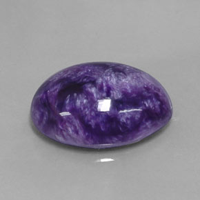 10.76캐럿 천연 바이올렛 차로아이트, 타원형 컷, 17.9×13.3 mm, 불투명체