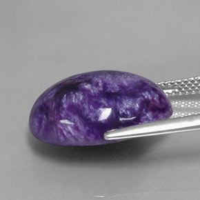 10.76캐럿 천연 바이올렛 차로아이트, 타원형 컷, 17.9×13.3 mm, 불투명체