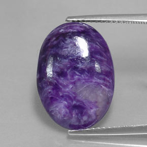 8.41캐럿 천연 바이올렛 차로아이트, 타원형 컷, 17.9×13 mm, 불투명체