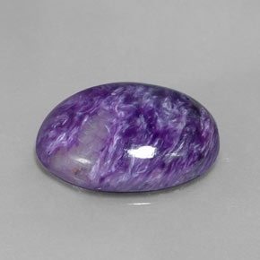 8.41캐럿 천연 바이올렛 차로아이트, 타원형 컷, 17.9×13 mm, 불투명체
