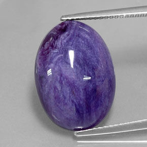 9.25캐럿 천연 바이올렛 차로아이트, 타원형 컷, 18.3×13.4 mm, 불투명체