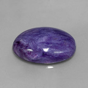 9.25캐럿 천연 바이올렛 차로아이트, 타원형 컷, 18.3×13.4 mm, 불투명체