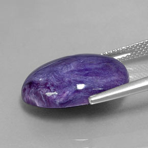 9.25캐럿 천연 바이올렛 차로아이트, 타원형 컷, 18.3×13.4 mm, 불투명체