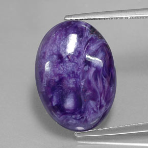 9.60캐럿 천연 바이올렛 차로아이트, 타원형 컷, 18.2×13.2 mm, 불투명체