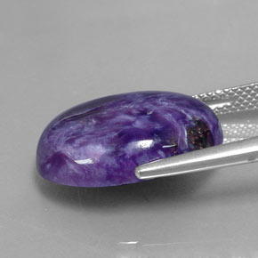 9.60캐럿 천연 바이올렛 차로아이트, 타원형 컷, 18.2×13.2 mm, 불투명체