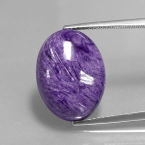 11.80캐럿 천연 바이올렛 차로아이트, 타원형 컷, 17.9×13.2 mm, 불투명체