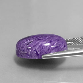 11.80캐럿 천연 바이올렛 차로아이트, 타원형 컷, 17.9×13.2 mm, 불투명체
