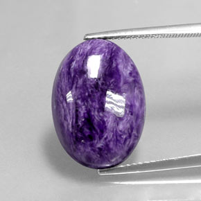 10.26캐럿 천연 바이올렛 차로아이트, 타원형 컷, 18.2×13.1 mm, 불투명체