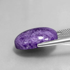 10.26캐럿 천연 바이올렛 차로아이트, 타원형 컷, 18.2×13.1 mm, 불투명체