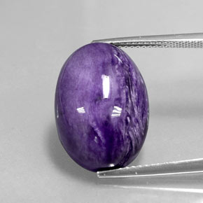12.83캐럿 천연 바이올렛 차로아이트, 타원형 컷, 18.3×13.2 mm, 불투명체