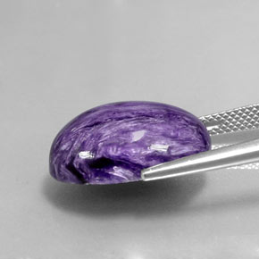 12.83캐럿 천연 바이올렛 차로아이트, 타원형 컷, 18.3×13.2 mm, 불투명체