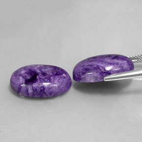 캐럿 천연 바이올렛 차로아이트 보석, 타원형 컷, 18.2×13.3 mm, 불투명체