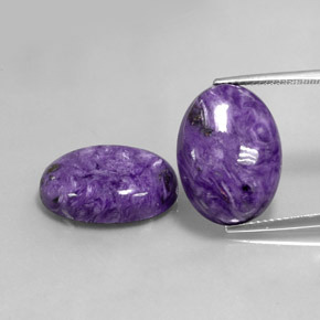 캐럿 천연 바이올렛 차로아이트 보석, 타원형 컷, 18.1×13.4 mm, 불투명체