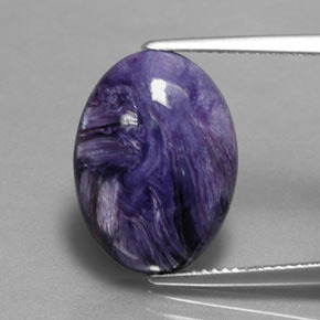 9.17캐럿 천연 바이올렛 차로아이트, 타원형 컷, 18.2×13.3 mm, 불투명체