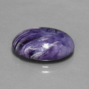9.17캐럿 천연 바이올렛 차로아이트, 타원형 컷, 18.2×13.3 mm, 불투명체