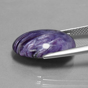 9.17캐럿 천연 바이올렛 차로아이트, 타원형 컷, 18.2×13.3 mm, 불투명체