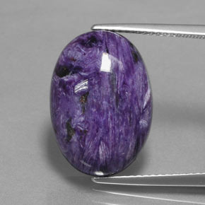 11.27캐럿 천연 바이올렛 차로아이트, 타원형 컷, 18×12.8 mm, 불투명체