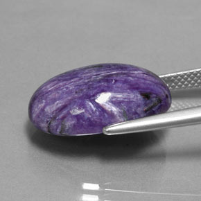 11.27캐럿 천연 바이올렛 차로아이트, 타원형 컷, 18×12.8 mm, 불투명체
