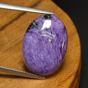 9.17캐럿 천연 바이올렛 차로아이트, 타원형 컷, 18.1×13.1 mm, 불투명체