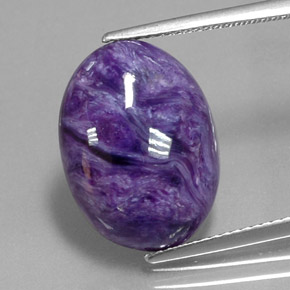 9.57캐럿 천연 바이올렛 차로아이트, 타원형 컷, 17.6×12.9 mm, 불투명체