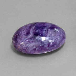 9.57캐럿 천연 바이올렛 차로아이트, 타원형 컷, 17.6×12.9 mm, 불투명체