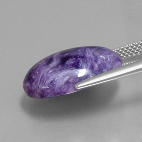 9.57캐럿 천연 바이올렛 차로아이트, 타원형 컷, 17.6×12.9 mm, 불투명체