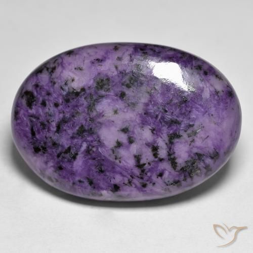 37.63ct 자연스러운 딥 바이올렛 차로아이트, 타원형, 불투명체