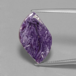 9.50캐럿 천연 바이올렛 차로아이트, 멋진 모양, 19.6×12.9 mm, 불투명체