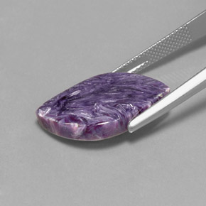 9.50캐럿 천연 바이올렛 차로아이트, 멋진 모양, 19.6×12.9 mm, 불투명체