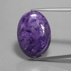 14.42캐럿 천연 바이올렛 차로아이트, 타원형 컷, 22.1×16 mm, 불투명체