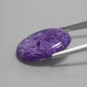 14.42캐럿 천연 바이올렛 차로아이트, 타원형 컷, 22.1×16 mm, 불투명체