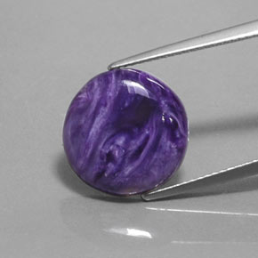 5.50캐럿 천연 바이올렛 차로아이트, 라운드 컷, 13.98 mm, 불투명체