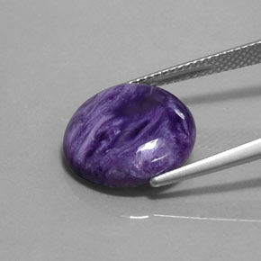 5.50캐럿 천연 바이올렛 차로아이트, 라운드 컷, 13.98 mm, 불투명체