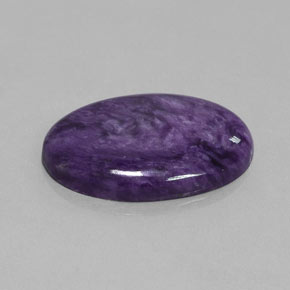 28.06캐럿 천연 바이올렛 차로아이트, 타원형 컷, 30.3×22.3 mm, 불투명체