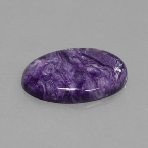 28.09캐럿 천연 바이올렛 차로아이트, 타원형 컷, 30.1×22.2 mm, 불투명체