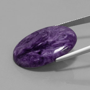 27.90캐럿 천연 바이올렛 차로아이트, 타원형 컷, 30.2×22 mm, 불투명체