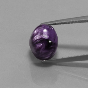 4.62캐럿 천연 바이올렛 차로아이트, 타원형 컷, 10.2×8.3 mm, 불투명체