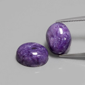 캐럿 천연 바이올렛 차로아이트 보석, 타원형 컷, 10.1×8.1 mm, 불투명체