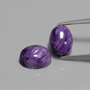 캐럿 천연 바이올렛 차로아이트 보석, 타원형 컷, 9.2×7.1 mm, 불투명체