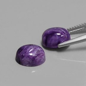 캐럿 천연 바이올렛 차로아이트 보석, 타원형 컷, 9.2×7.1 mm, 불투명체