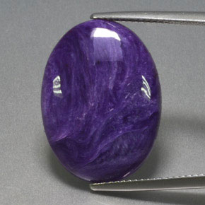 11.14캐럿 천연 바이올렛 차로아이트, 타원형 컷, 22.2×16.3 mm, 불투명체