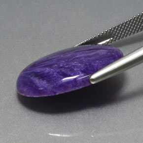 11.14캐럿 천연 바이올렛 차로아이트, 타원형 컷, 22.2×16.3 mm, 불투명체