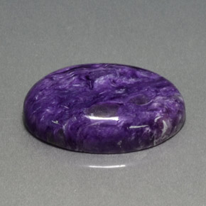 15.03캐럿 천연 바이올렛 차로아이트, 타원형 컷, 22.2×16.2 mm, 불투명체