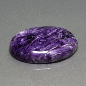 13.86캐럿 천연 바이올렛 차로아이트, 타원형 컷, 22.2×16.1 mm, 불투명체