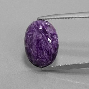 5.50캐럿 천연 바이올렛 차로아이트, 타원형 컷, 13.9×10.1 mm, 불투명체