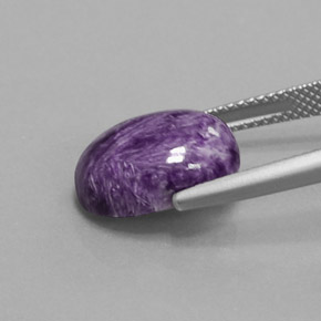 5.50캐럿 천연 바이올렛 차로아이트, 타원형 컷, 13.9×10.1 mm, 불투명체