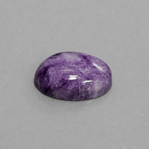 5.36캐럿 천연 바이올렛 차로아이트, 타원형 컷, 14.2×10.4 mm, 불투명체